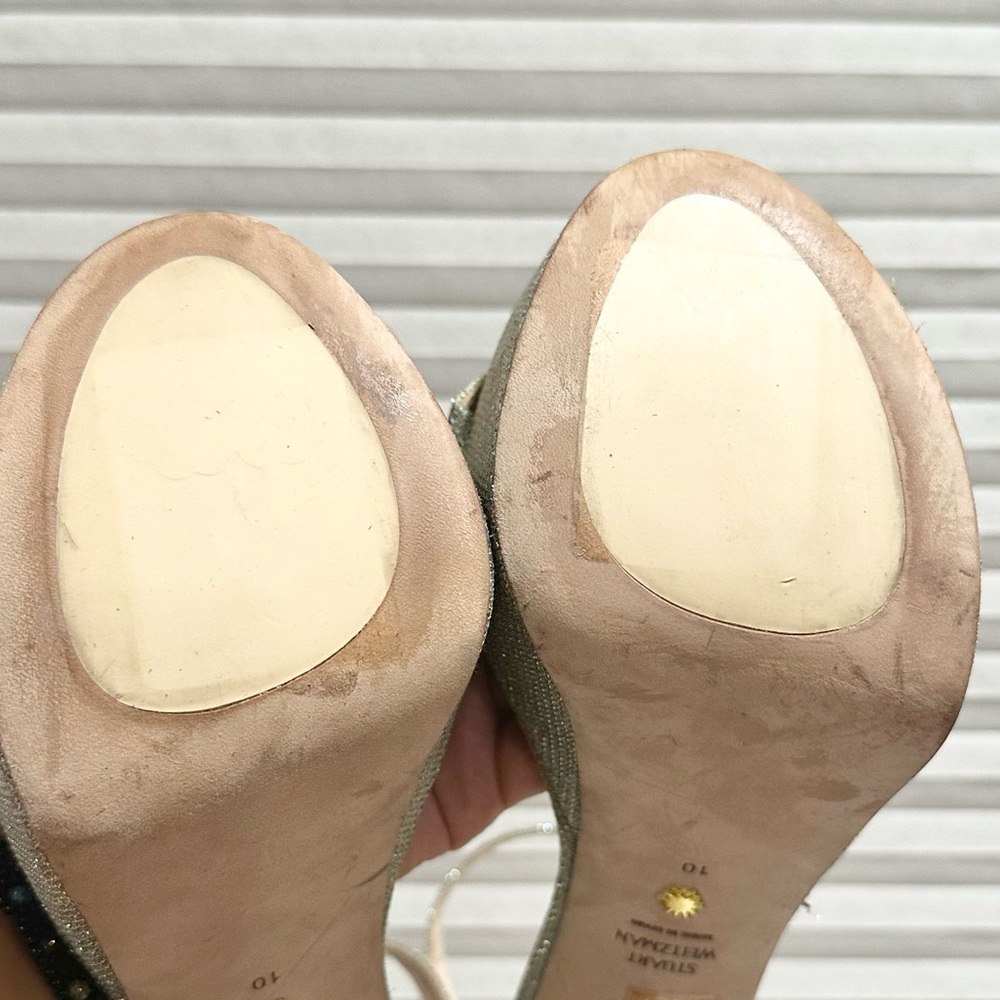🌹STUART WEITZMAN 🌹 Nudistcurve Metallic Platform Sandals Size: 10 - Picture 13 of 13